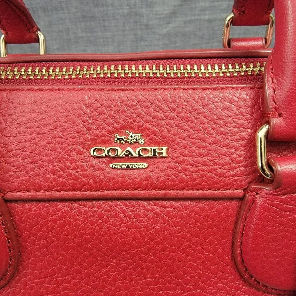 Coach Mini Bennett Satchel F36677 Red Pebbled Leather Handbag Gold Hardware